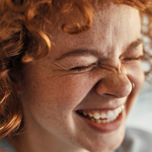 A person laughing